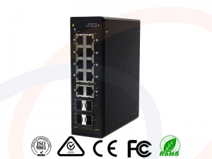 Switch zarządzalny PoE+ Gigabit Ethernet 8 portów 30W (Power over Ethernet) z 4 portami SFP 1000M - RF-SW-INDU-MNG-10GE-4SFP-8POE
