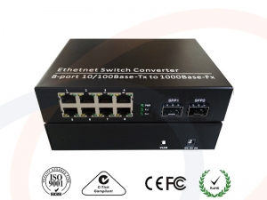 Switch zarządzalny Fast Ethernet 8 portów oraz 2 portami SFP 1000M do pracy w ringu - RF-SW-MNG-8FE-2SFP-RING-ELI