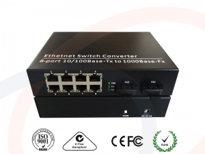 Switch zarządzalny Gigabit Ethernet 8 portów oraz 2 portami światłowodowymi SC 1000M do pracy w ring - RF-SW-MNG-8GE-2FO-RING-ELI