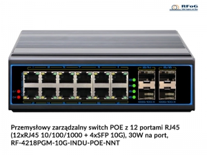 Przemysłowy zarządzalny switch POE 12xRJ45 + 4xSFP 10G