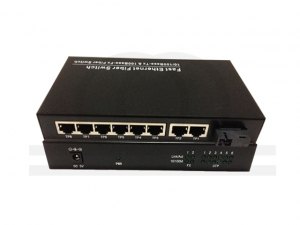 Media konwerter multi-port, switch 8 portów 10/100M Fast Ethernet, Simplex - RF-KM-01-08-SIMPLEX