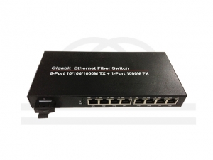 Media konwerter multi-port 8 x 1000M Gigabit Ethernet, 1 x opt Duplex - RF-KM-1G-01-08-DUPLEX
