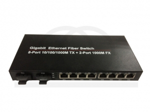 Media konwerter multi-port 8 x 1000M Gigabit Ethernet, 2 x opt Duplex - RF-KM-1G-02-08-DUPLEX
