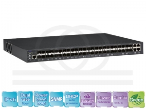 Switch światłowodowy Gigabit Ethernet zarządzalny 44 porty SFP, 4 porty Combo GE