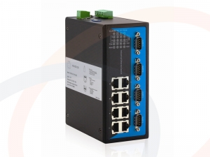 Switch przemysłowy zarządzalny 100 Mb/s DIN, 8x10/100M Fast Ethernet + 4x RS232 - RF-SW-MNG-08FE-4RS232-3OD