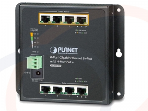 Switch przemysłowy PLANET 8 portów Gigabit Ethernet z PoE+ do montażu na ścianie - WGS-804HP