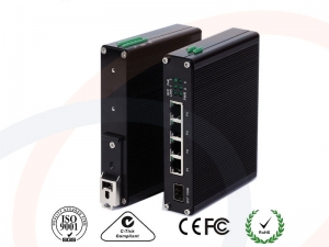 Switch PoE+ Fast Ethernet 30W (Power over Ethernet) z portem optycznym SFP 100M - RF-SW-INDU-4FE-1SFP-POE