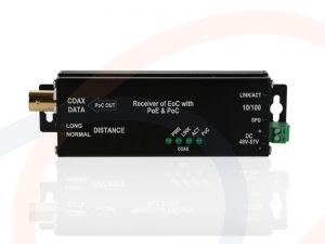 Konwerter do transmisji sygnałów sieci Ethernet + PoE po kablu koncentrycznym, 500m - RF-EOC-1001-PoE-T/R