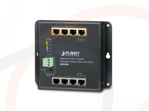 Switch przemysłowy zarządzalny PLANET 8 portów Gigabit Ethernet z PoE+ do montażu na ścianie - WGS-804HPT