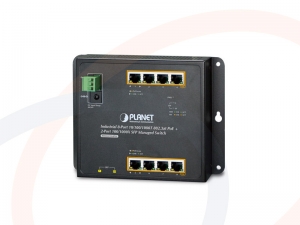 Switch zarządzalny przemysłowy PLANET 8 portów Gigabit Ethernet PoE z 2 portami SFP, montaż ściana - WGS-4215-8P2S