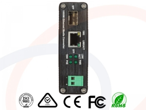 Media konwerter Gigabit Ethernet z zasilaniem PoE 15.4W 12V (Power over Ethernet) z portem optycznym - RF-MK-INDU-GE-SFP-POE-12V/12V