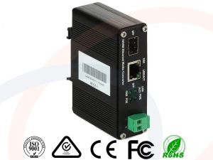 Media konwerter Gigabit Ethernet z zasilaniem PoE 15.4W 24V (Power over Ethernet) z portem optycznym - RF-MK-INDU-GE-SFP-POE-24V/24V