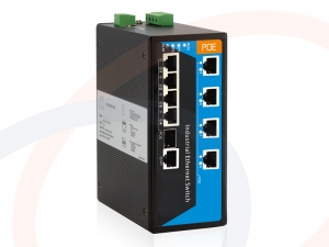 Switch 8 portów Fast Ethernet, 8 PoE, 1 port uplink combo SFP+RJ45 montaż DIN IP40 - RF-SW-8FE-8POE-1Combo-913SPI-3OD