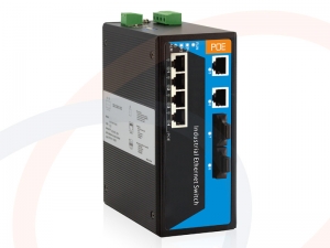 Switch zarządzalny 6 portów, 4 porty PoE Fast Ethernet, 2 porty optyczne montaż DIN IP40 - RF-SW-6FE-4POE-2FO-816SPI-MNG-3OD