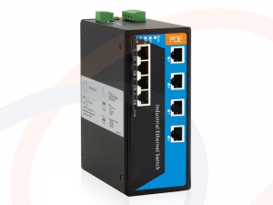 Switch zarządzalny 8 portów, 4 porty PoE Fast Ethernet 4 porty RJ45 montaż DIN IP40 - RF-SW-8FE-4POE-816SPI-MNG-3OD