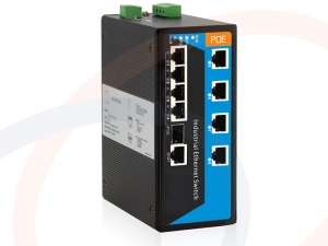 Switch zarządzalny 8 portów Fast Ethernet, 4 PoE, 1 port uplink combo SFP+RJ45 montaż DIN IP40 - RF-SW-8FE-4POE-1Combo-917SPI-MNG-3OD