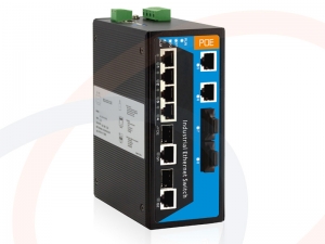 Switch zarządzalny 6 portów, 4 porty PoE Fast Ethernet, 2 porty optyczne, 2 porty Combo, DIN IP40 - RF-SW-6FE-4POE-2FO-2COMBO-1170SPI-MNG-3OD