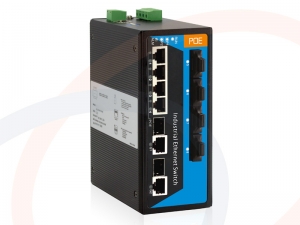 Switch zarządzalny 4 portów PoE Fast Ethernet, 4 porty optyczne, 2 porty Combo, DIN IP40 - RF-SW-4FE-4POE-4FO-2COMBO-1170SPI-MNG-3OD