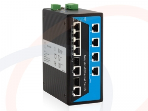 Switch zarządzalny 8 portów Fast Ethernet, 8 PoE, 2 porty uplink combo SFP+RJ45 montaż DIN IP40 - RF-SW-8FE-8POE-2Combo-917SPI-MNG-3OD