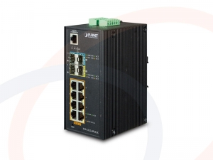 Switch zarządzalny przemysłowy PLANET 8 portów Gigabit Ethernet z PoE+ i 2x SFP 1G, 2x SFP+ 10G - IGS-5225-8P2S2X