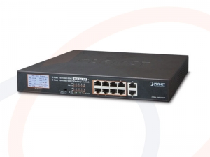 Switch Planet 10 portów RJ45, 8 portów z PoE+ 1000M Gigabit z wyświetlaczm LCD - GSD-1002VHP
