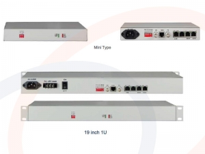 Konwerter sygnałów szeregowych RS232 + 4 porty Fast Ethernet na sygnał E1 - RF-E1-KNV-RS232-4FE-FT