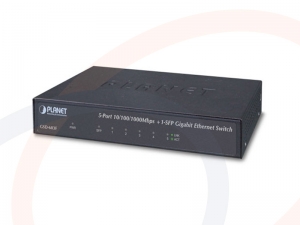 Switch przemysłowy PLANET 5 portów Gigabit Ethernet i 1 port 100/1000X SFP - GSD-603F