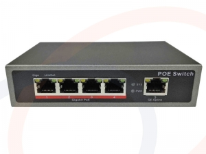 Switch 4 porty PoE 802.3af/at Gigabit Ethernet + 1 up link Gigabit Ethernet - RF-SW-4POE-1GE-PTS