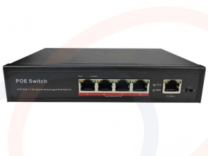 Switch 4 porty PoE 802.3af/at Fast Ethernet + 1 up link Fast Ethernet - RF-SW-4POE-1FE-PSIN-PTS