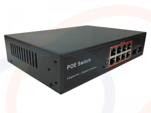 Switch 8 portów PoE 802.3af/at Gigabit Ethernet + 2 up link Gigabit Ethernet SFP - RF-SW-8POE-2SFPGE-PSIN-PTS
