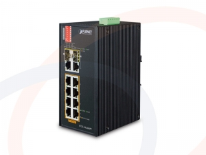 Switch zarządzalny przemysłowy PLANET 8 portów Fast Ethernet z PoE+ i 2 portami Combo RJ45+SFP - IFGS-1022HPT