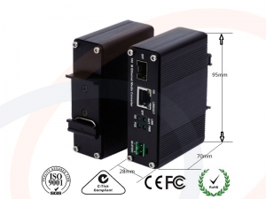 Media konwerter przemysłowy Gigabit Ethernet z portem optycznym SFP szeroki zakres temperatur - RF-MK-INDU-GE-SFP-ELI