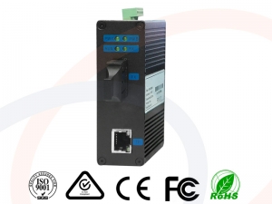 Media konwerter przemysłowy Fast Ethernet z portem optycznym SC szeroki zakres temperatur - RF-MK-INDU-FE-FO/SC-ELI