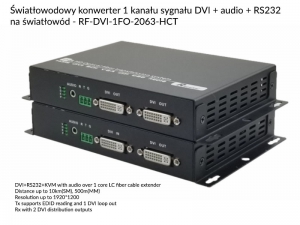 Światłowodowy konwerter sygnału KVM DVI WUXGA 1920x1200 + AUDIO + DVI loop out