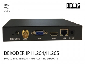 Mini konwerter dekoder z sieci IP do sygnałów HDMI, VGA, CVBS z kodowanie H.265