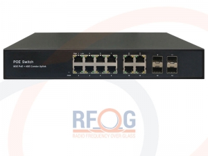 Panel frontowy - Switch 8 portów PoE 802.3af/at Gigabit Ethernet + 4 Gigabit RJ45 + 4 Gigabit SFP Combo Uplink - POE-S8044GBC