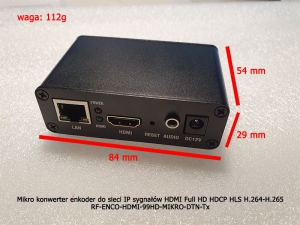 Mikro konwerter enkoder do sieci IP sygnałów HDMI Full HD HDCP HLS H.264-H - WYMIARY