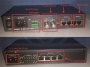 Opis portów i interfejsów konwertera multipleksera 1-4 linii analogowych telefonicznych na światłowód