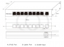 Wymiary switcha 8 portów zasilanie PoE, 1 port Up link, Fast Ethernet 10/100M (wersja 120W)