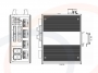 Widok panelu przedniego i bocznego oraz wymiary Media konwerter przemysłowy 100 Mb/s DIN, 4x RJ45 4x SC/ST/FC 4x RS485/RS422 - RF-IMC-618-100M-4xRJ45-4FO-4RS485/422-12VDC-DIN-3OD