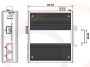 Widok panelu przedniego i bocznego oraz wymiary Media konwerter 1Gb/s szyna DIN, SM, SFP 1000M Gigabit Ethernet 2x RJ45 - RF-IMC-DIN-1000M-2RJ45-SFP-IP40-12VDC